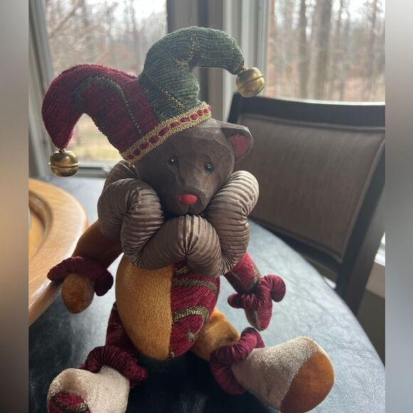 Dan Dee Jester Bear w/Wood Head - Picture 3 of 7
